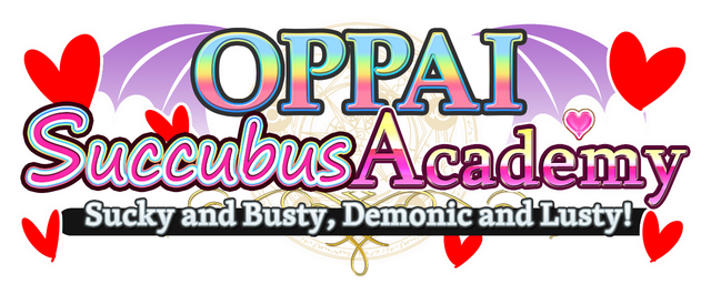 OPPAI Succubus Academy Sucky and Busty, Demonic and Lusty! logo